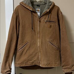Carhartt Tan Hooded Zip-Up Jacket